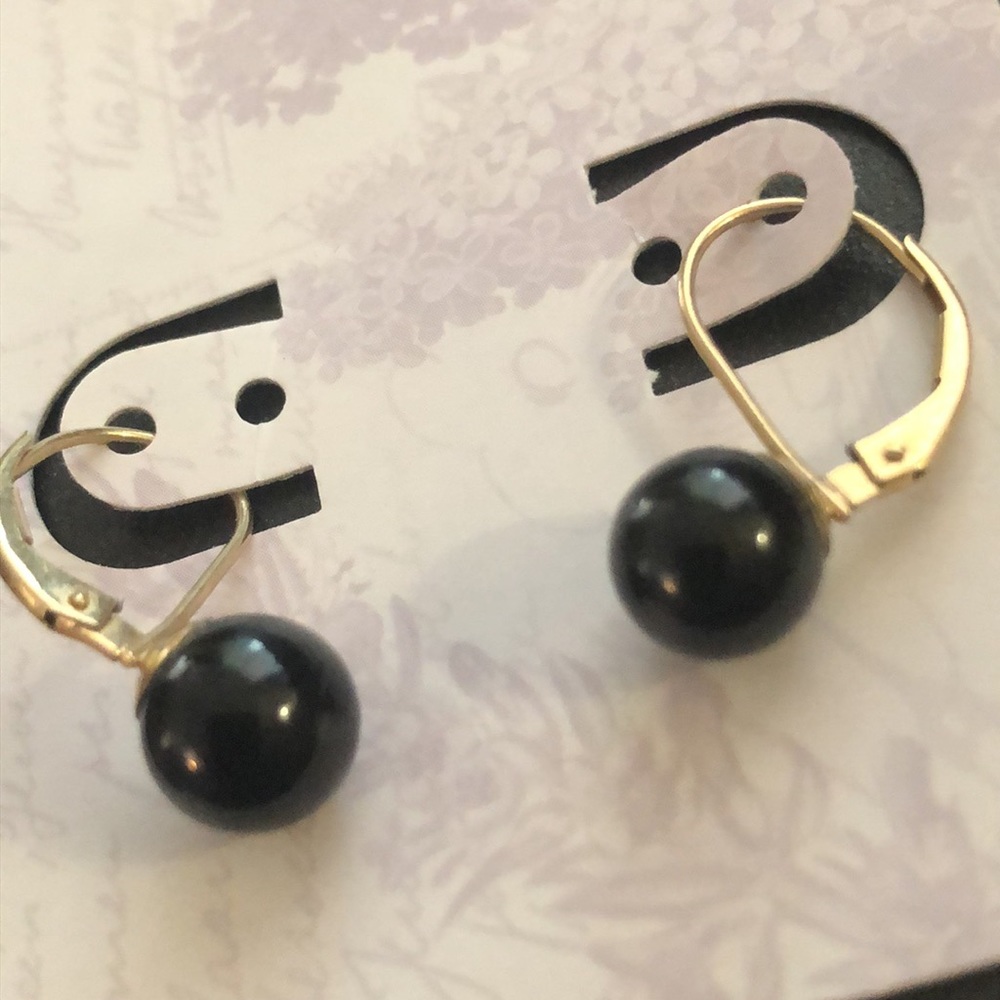 Black onyx & 10K gold plated earrings